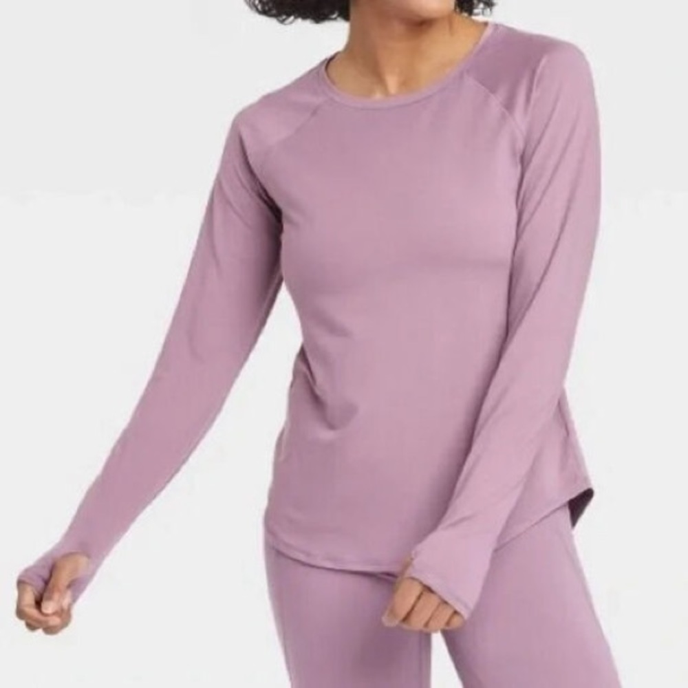 Target Essential Crewneck Long Sleeve T-Shirt -All in Motion Light Mauve Size XS